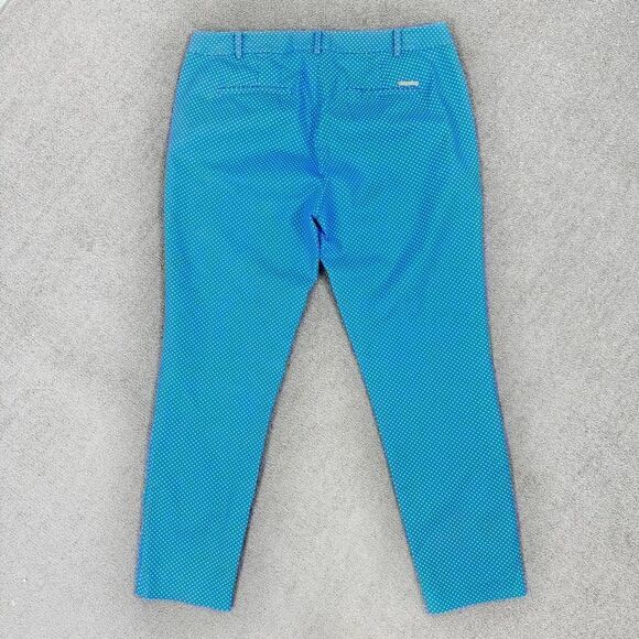 Michael Michael Kors Polkadot Crop Chino Pants Blue White 10 Cotton Twill - Picture 7 of 15